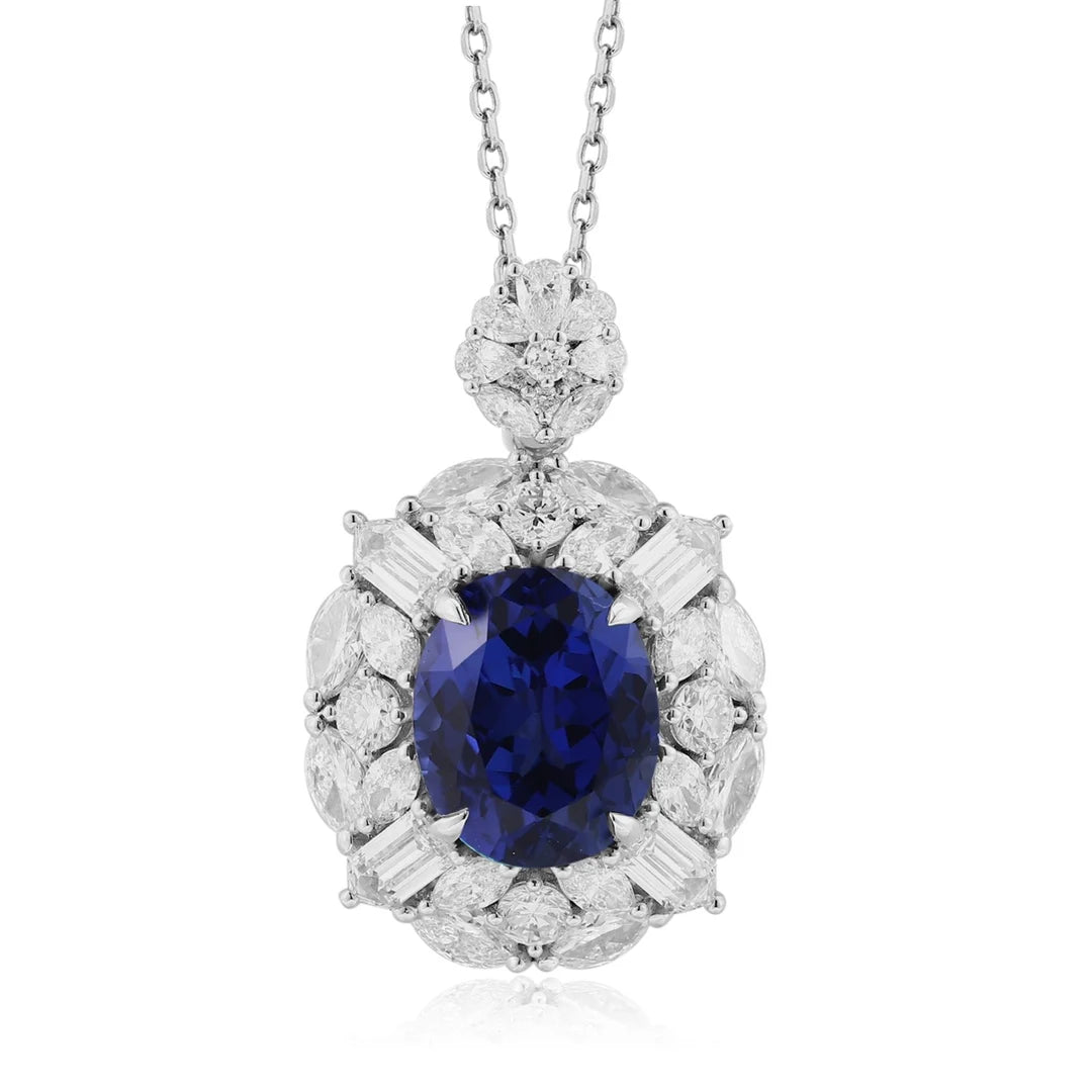 Lanphear Jewelry Original New Silver 925 Sterling Luxury Pendant 4.02ct Lab Grown Paraiba Charm Necklace