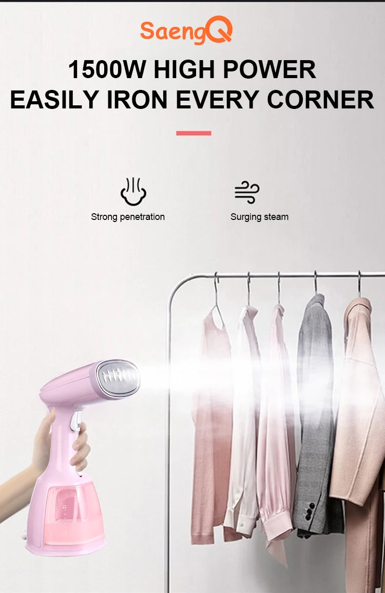 Tidesmit 1500W handheld garment steamer features a 350ml water tank for efficient vertical fabric ironing