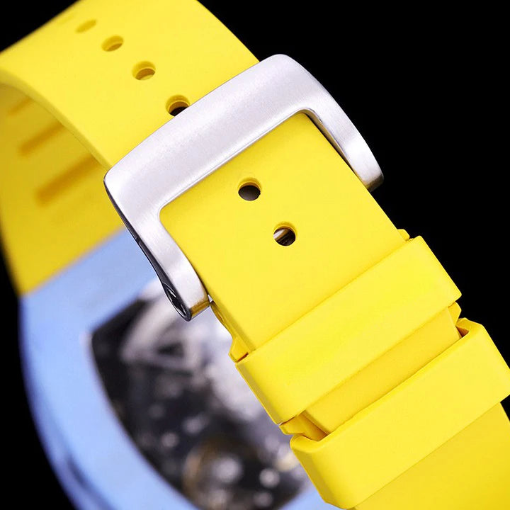 High End Men's Automatic Mechanical Watch 42mm Sapphire Crystal Tonneau Case Rubber Strap Power Reserve Waterproof Sports Luxury