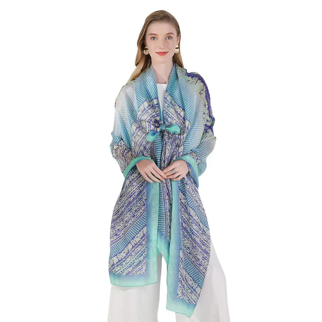 Wholesale 100% Pure Silk Printed Long Shawl Scarf Foulard for Women Spring Muslim Head Cover