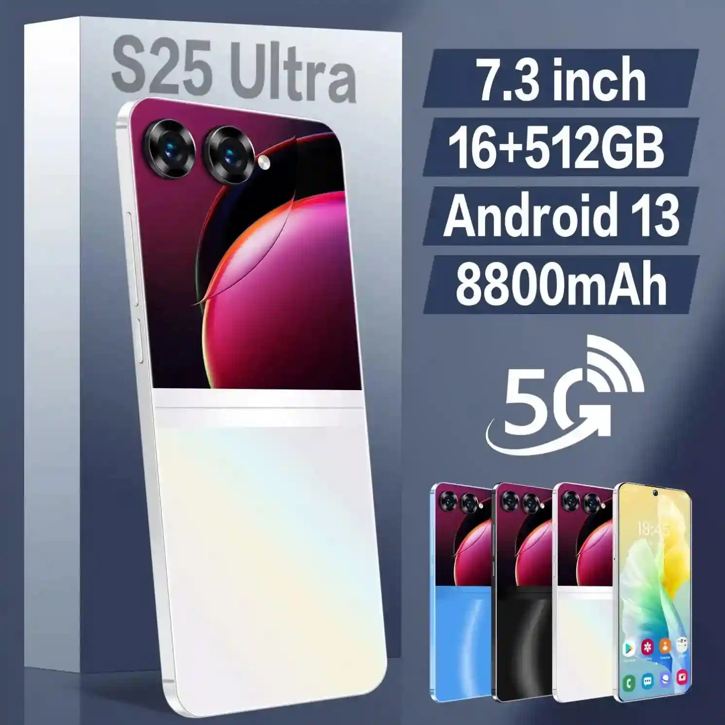 Android Smartphone 512GB 16GB RAM Triple Camera Tidesmit Blue Tidesmit