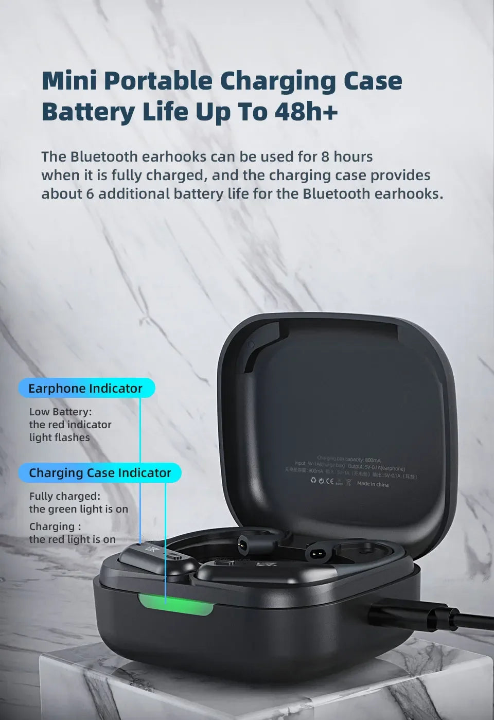 Bluetooth Wireless Adapter for KZ IEM C Pin Ear Hooks - Tidesmit Tidesmit