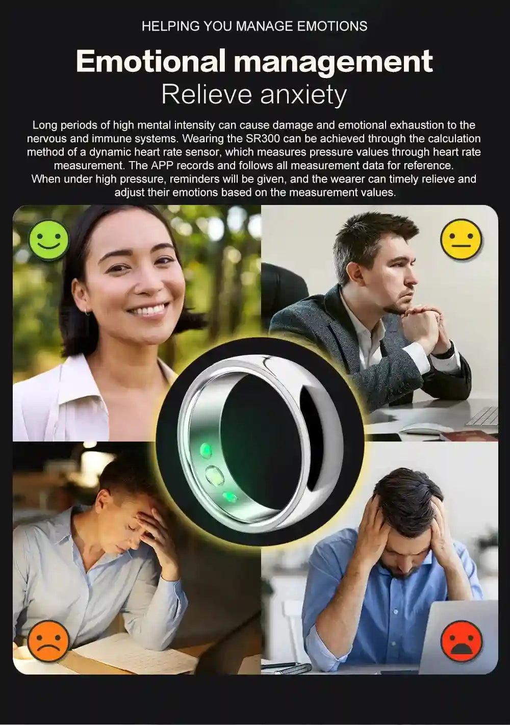 Smart Health Ring Fitness Tracker with Heart Rate & Oxygen Sensor Tidesmit
