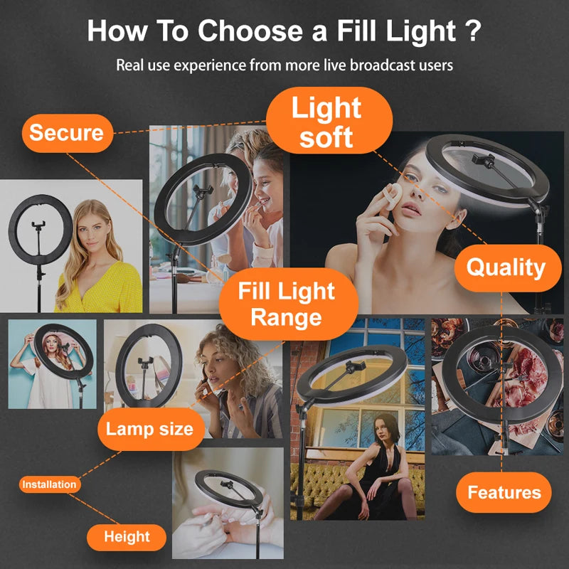 10-Inch LED Ring Light with Adjustable Tripod Stand for Content Creation Tidesmit