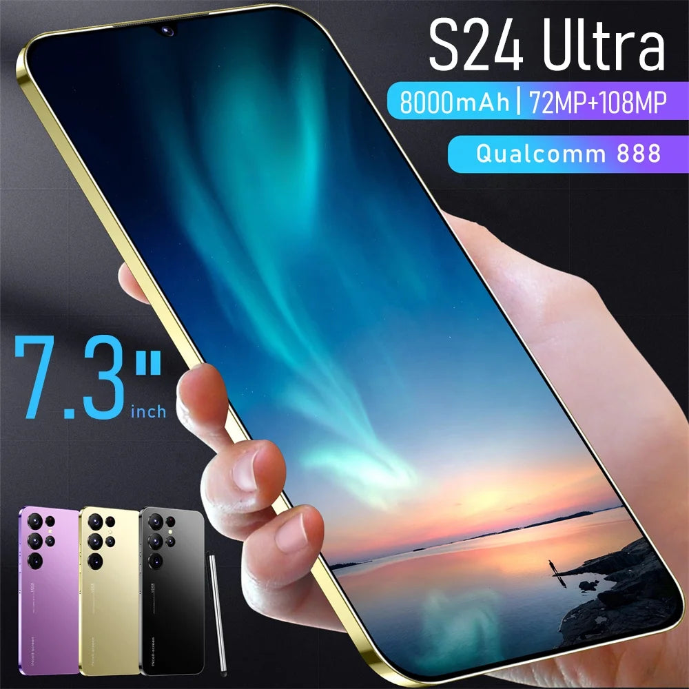 Hot Sale S24 Ultra 5G Smartphone 16GB+1TB 7.3 Inch HD Screen Android 13 Dual Card Unlocked High Quality Mobile Phone