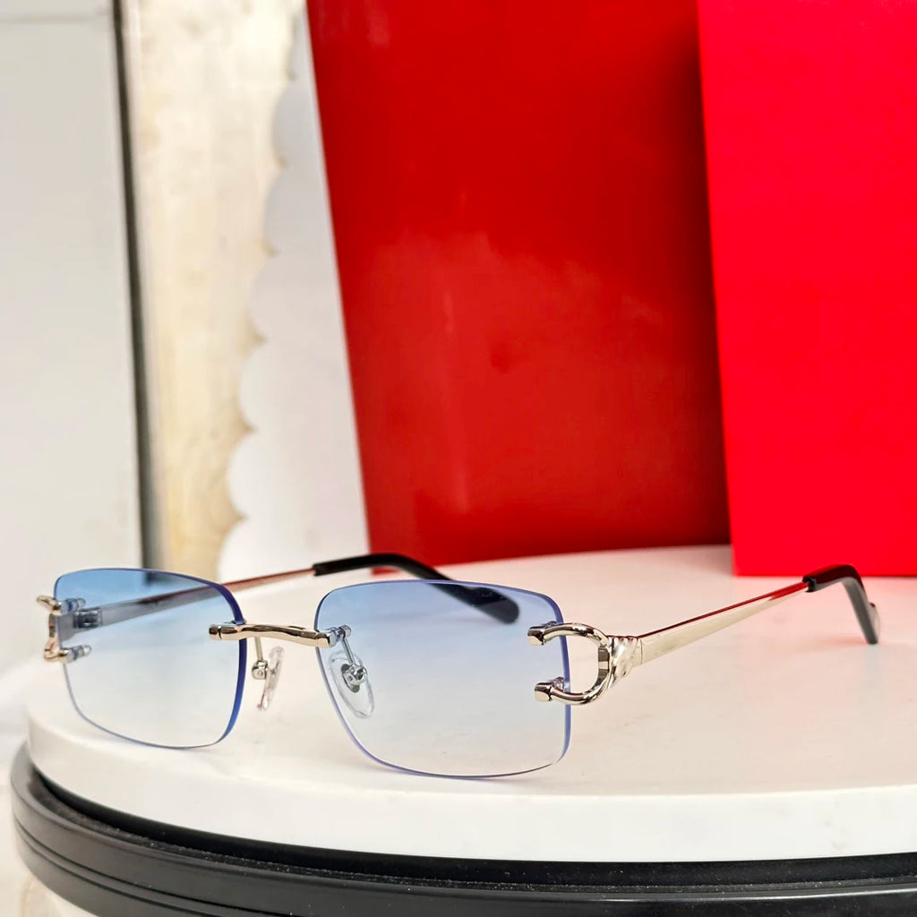 Luxury CT LOGO Rimless Sunglasses Gold Shades for Fashion Enthusiasts UV Protection Eyewear for Daily Commute Party Vacation