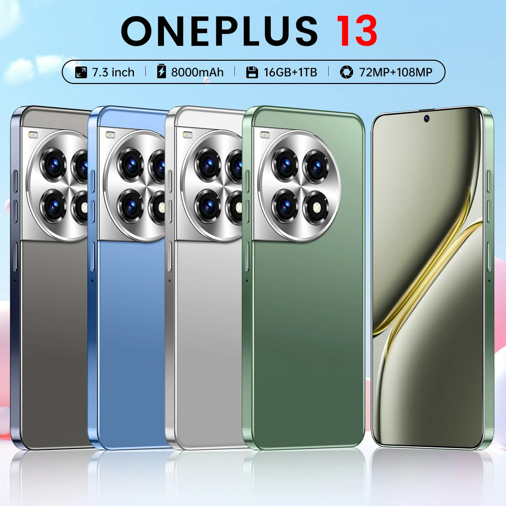 OnePlus 13 Global Version 5G smartphone with 7.3-inch display, 16GB RAM and 1TB storage, silver side view