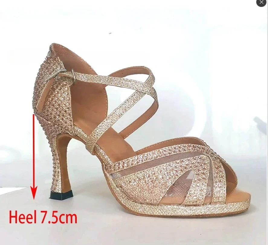 Sexy Strap Salsa Latin Dance Shoes Ballroom Jazz Tango Party Dancing Shoes Sandals with Suede Sole Indoor