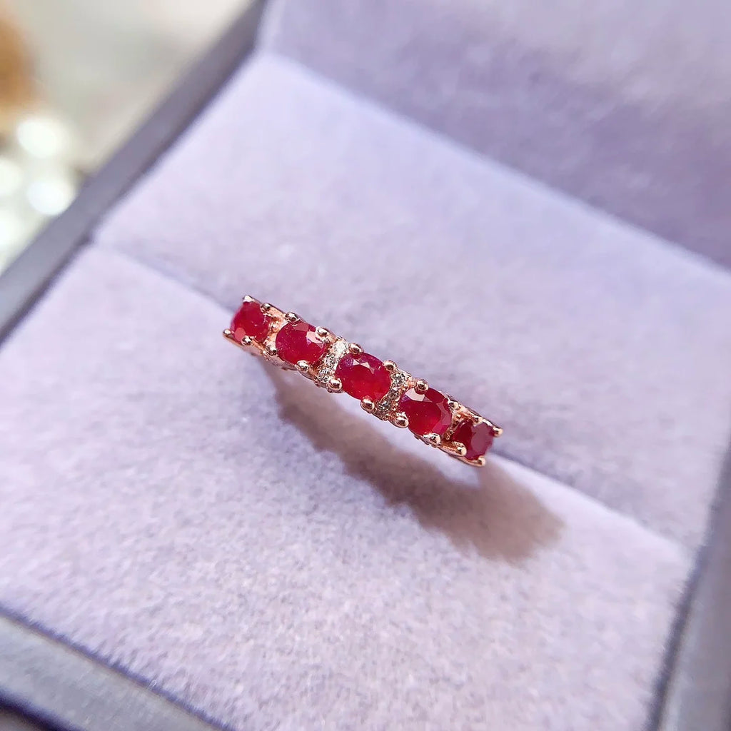 New Design OEM/ODM Luxury 925 Sterling Silver Gold-Plated Natural Ruby Ring for Women Anniversary