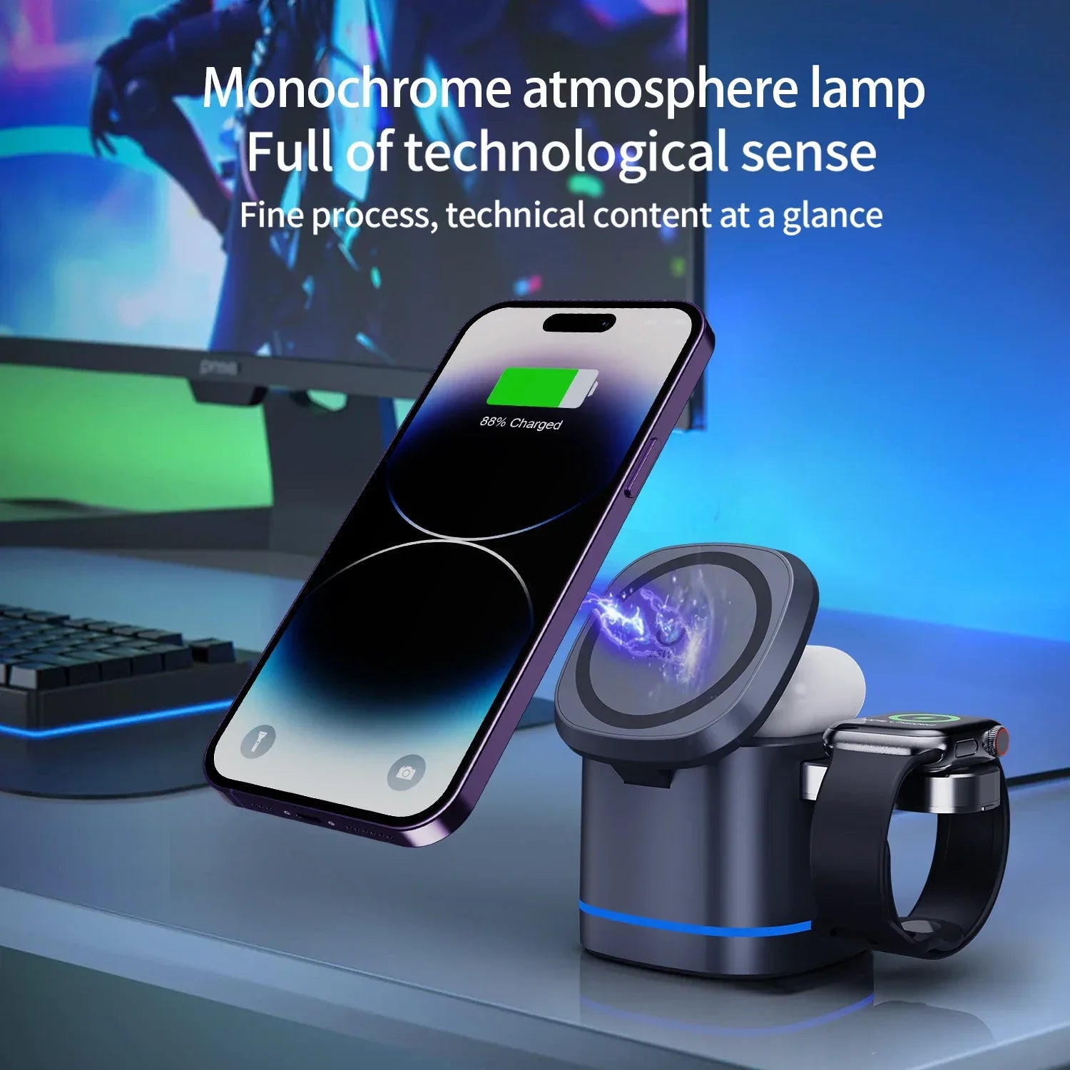 3-in-1 Foldable Wireless Charger - 15W Magnetic Fast Charging Station Tidesmit