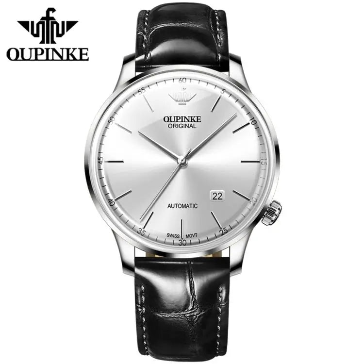 OUPINKE 3269 Original Luxury Ultra Thin Watch Men Automatic Mechanical Slim with Date Brand Leather Wristwatch Relogio Masculino