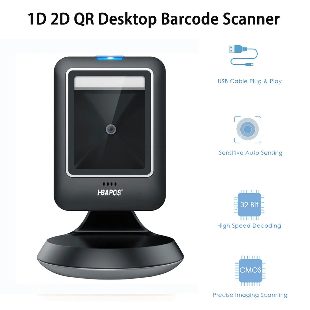 Barcode Scanner 2D All-Round Desktop Automatic Sensing Data Matrix Reader Supermarket USB Barcode Reader 1D 2D QR Code