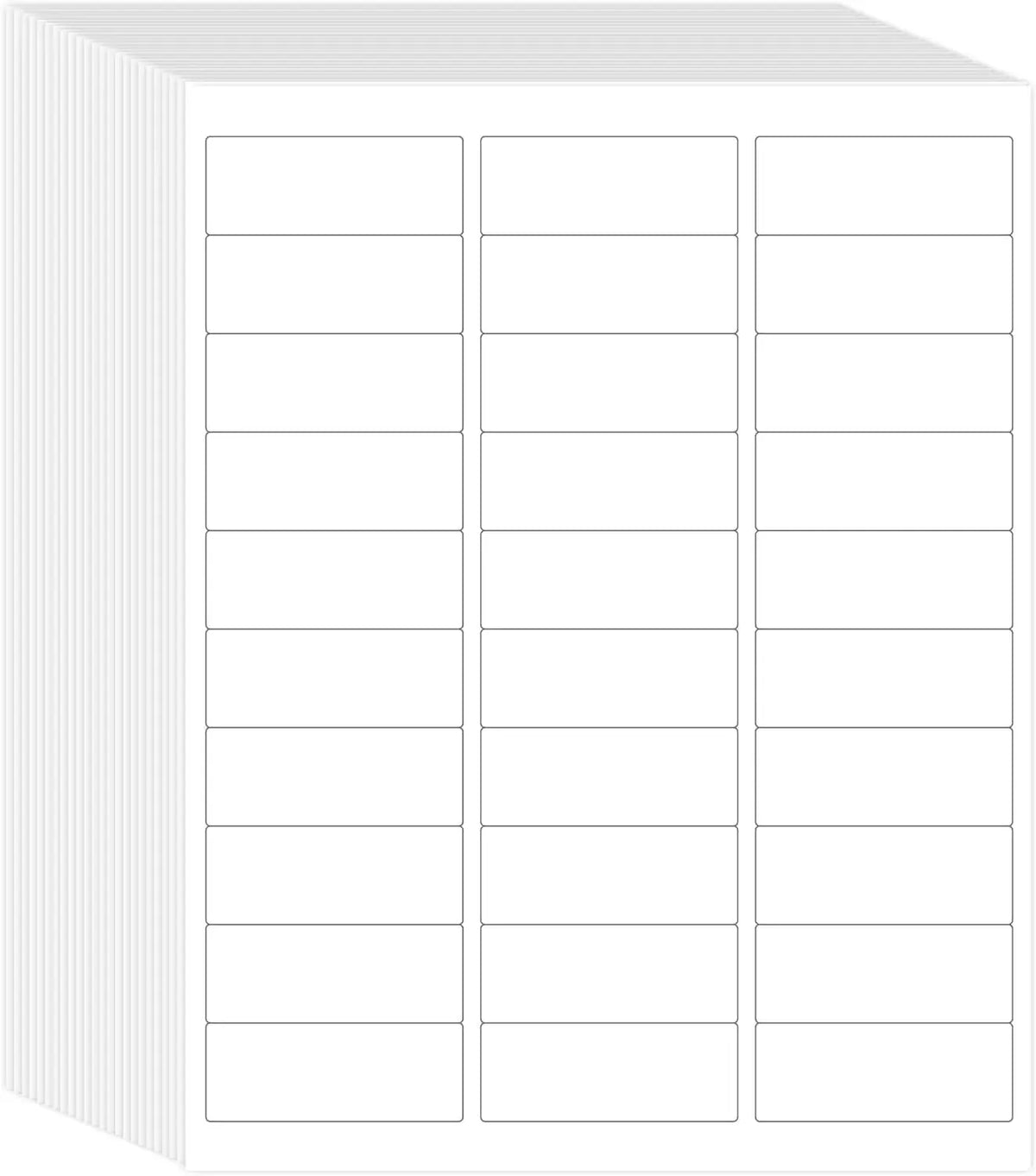 Blank white printable address label sheet with 3 columns and multiple rows