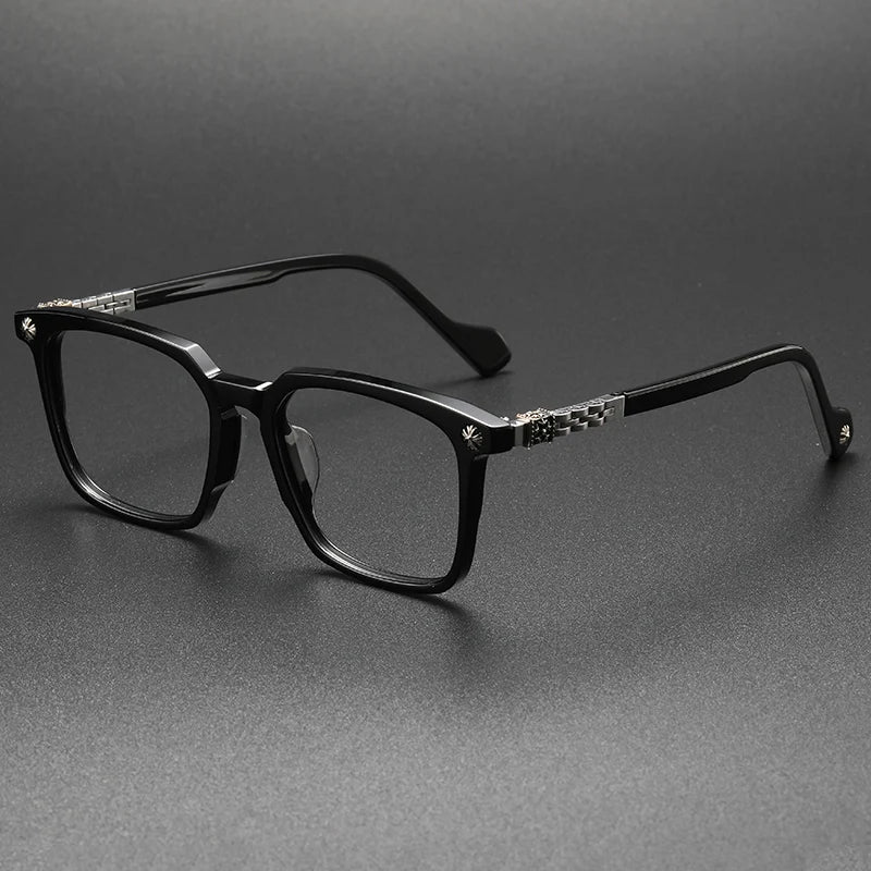 9681 Designer Brand Luxury Eyeglasses Montura Gafas Retail Eyewear Frames with Titanium and AC Lens Printed Pattern