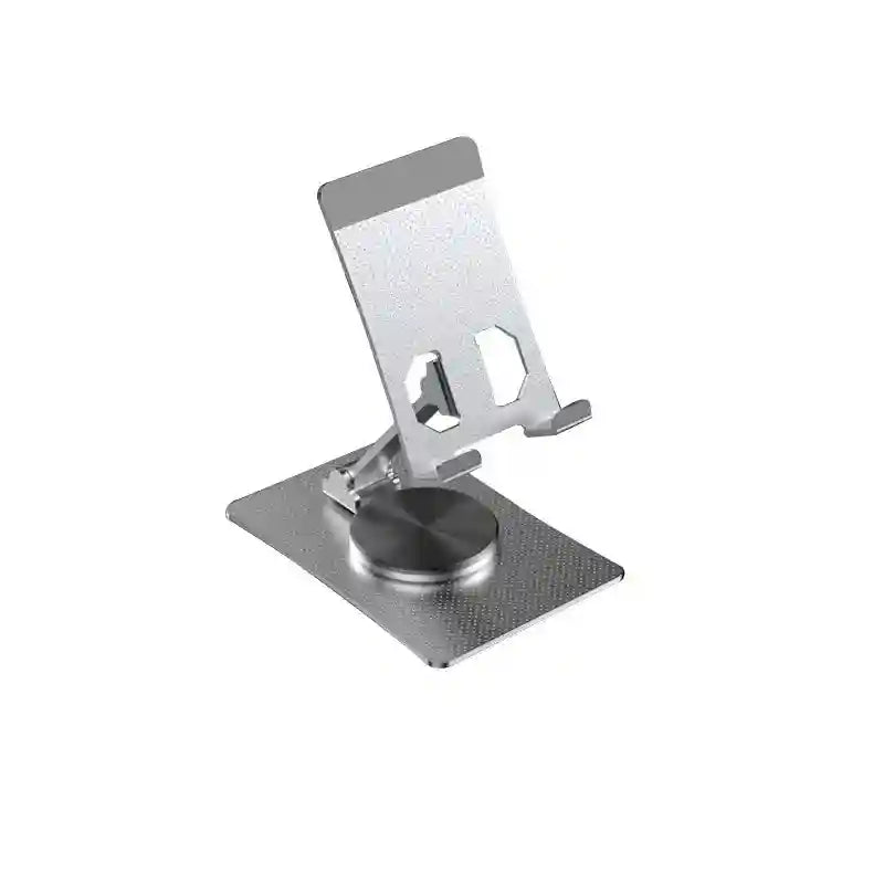 Foldable Aluminum Phone Stand: Adjustable Rotating Desktop Mount Silver Tidesmit