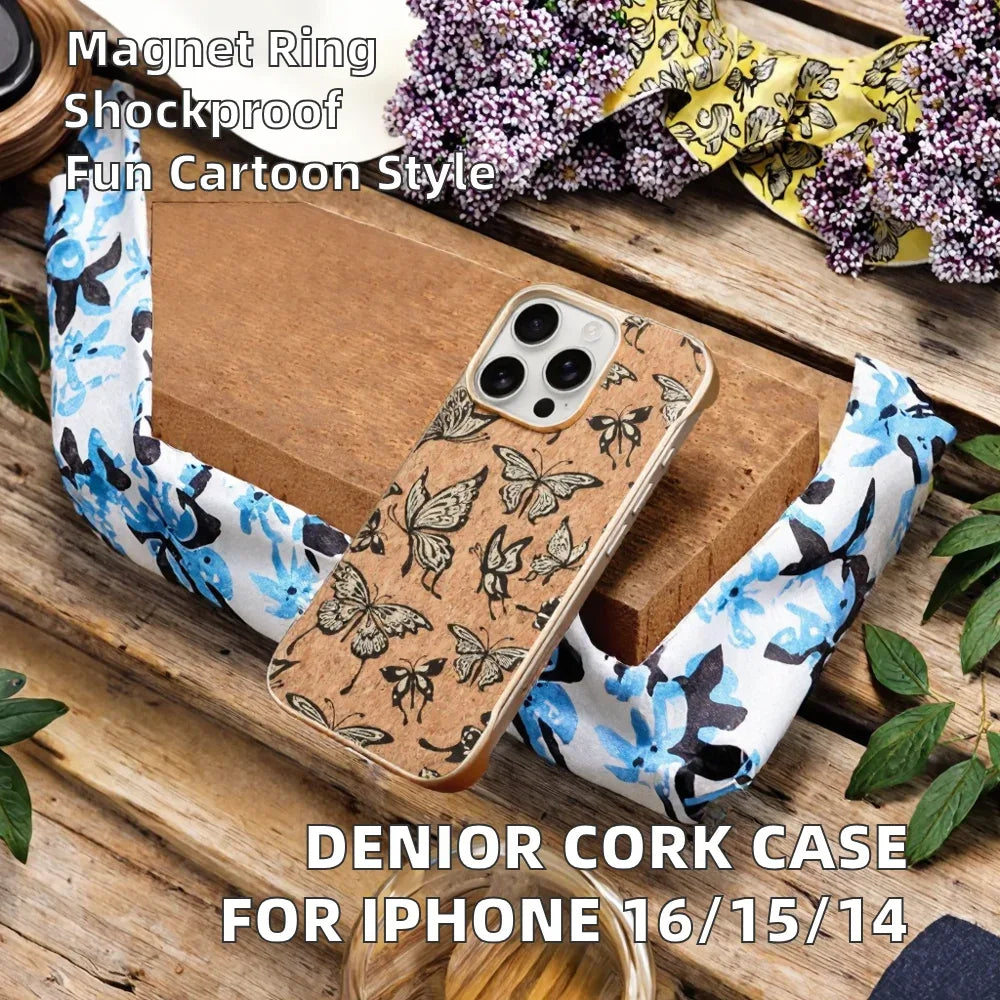 Magnetic Wireless Charging Case for iPhone 16 - Cork Green Tidesmit