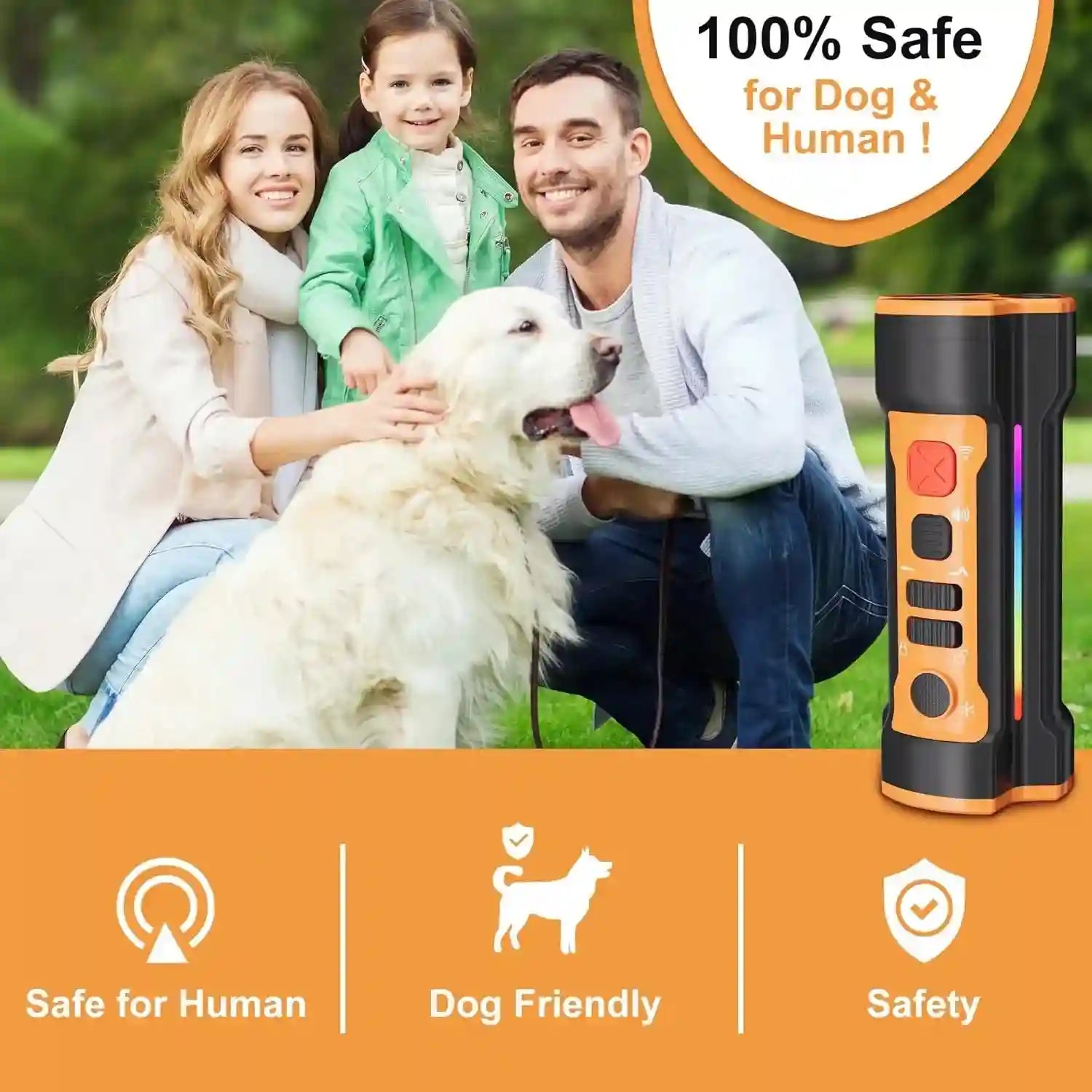 Tidesmit Ultrasonic Dog Bark Deterrent - Smart WiFi Orange Device UB122 Tidesmit