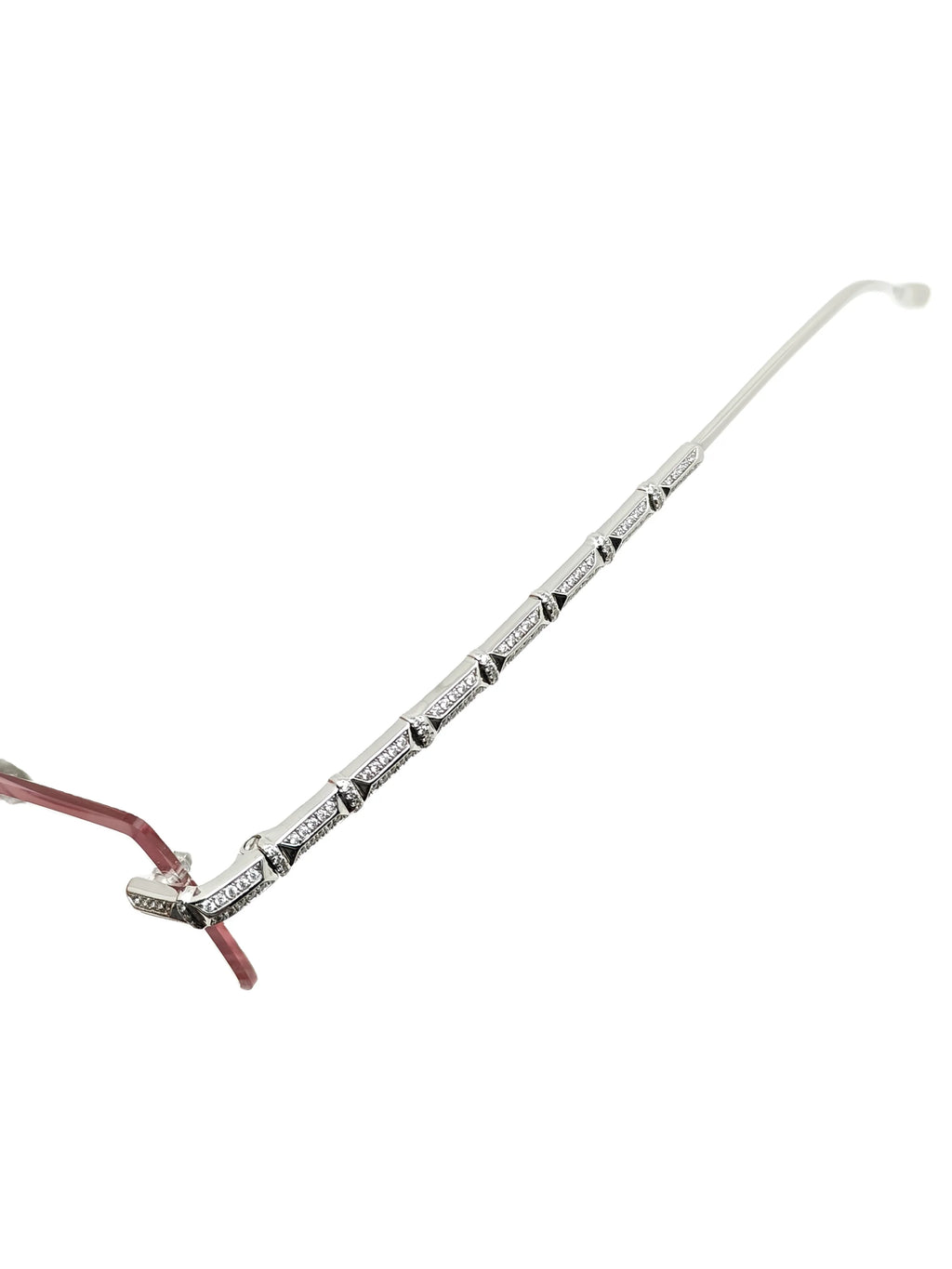 Unisex Luxury Diamond Pattern Rimless Rectangle 925 Silver Glasses-Lightweight & Durable Daily Wear for All Face Shapes Adults