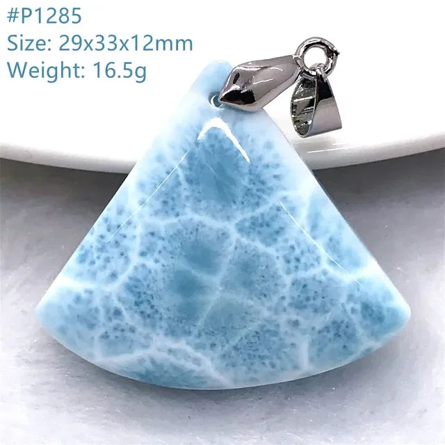 Natural Blue Larimar Trendy Necklace Pendant Women Men Gift Beads 925 Sterling Silver Dominica Water Drop Crystal Stone Jewelry
