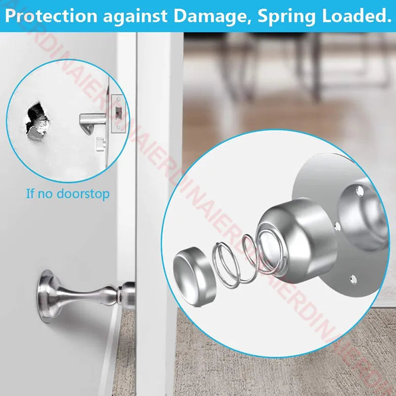 NAIERDI 304 Stainless Steel Door Stopper,Magnetic Door Stop,Door Catch,Nail-free Screws for Stronger Mount,Furniture Hardware