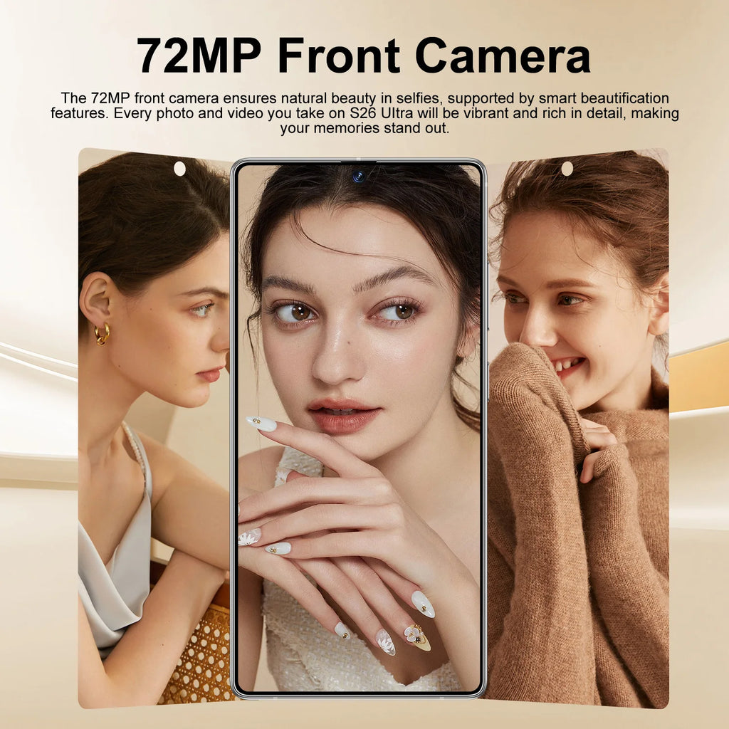 New S26 Ultra Original 5G Smartphone 7.3-Inch HD Screen 16GB+1TB Dual Card 72+108MP HD Beauty Camera Spanish Operating Language