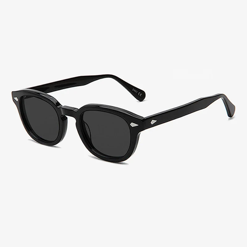 Unisex Handmade Acetate Sunglasses Custom Logo Stylish Round Luxury Vintage Classic Sunglasses in Black Frames