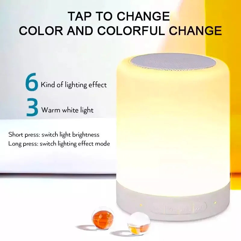 Portable Bluetooth Speaker with Touch Lights - White Waterproof Audio My Store