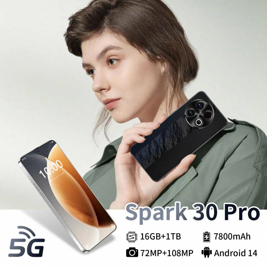 Tidesmit Spark 30 5G Smartphone, 16GB RAM, 1TB storage, Deca Core, Unlocked Dual Sim Global Version mobile phone.