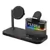 3-in-1 Wireless Charging Station with RGB Alarm Clock - Qi Certified Type-C Black Tidesmit