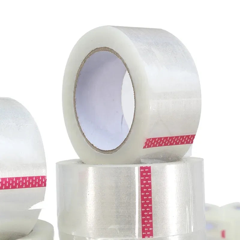 Transparent packing tape roll, wide carton-sealing adhesive with clear core