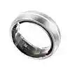 Silver-toned titanium wedding band with a brushed finish and a beveled edge, shown at a slight angle.