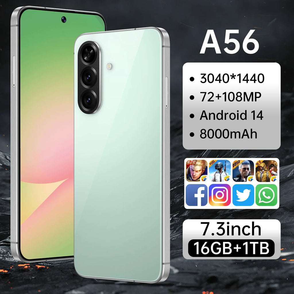 Tidesmit 5G Smartphone, 7.3 Inch OLED, 16GB RAM, 1TB Unlocked Tidesmit