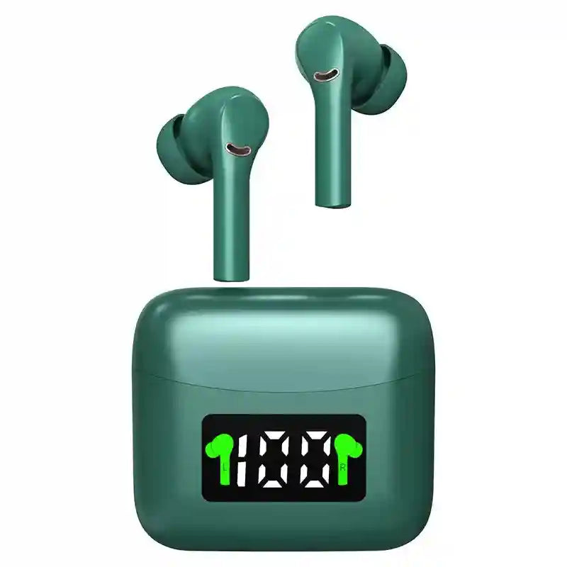 Wireless Bluetooth Earbuds, 6-Hour Battery, LED Display | Tidesmit Green Tidesmit