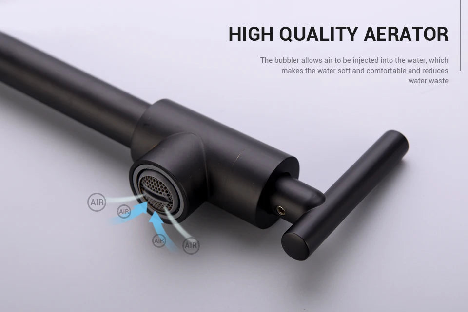 Brass Pot Filler Tap Wall Mounted Kitchen Sink Faucet Black Single Cold Taps Single Hole faucets 360 Rotate Folding Spout spigot