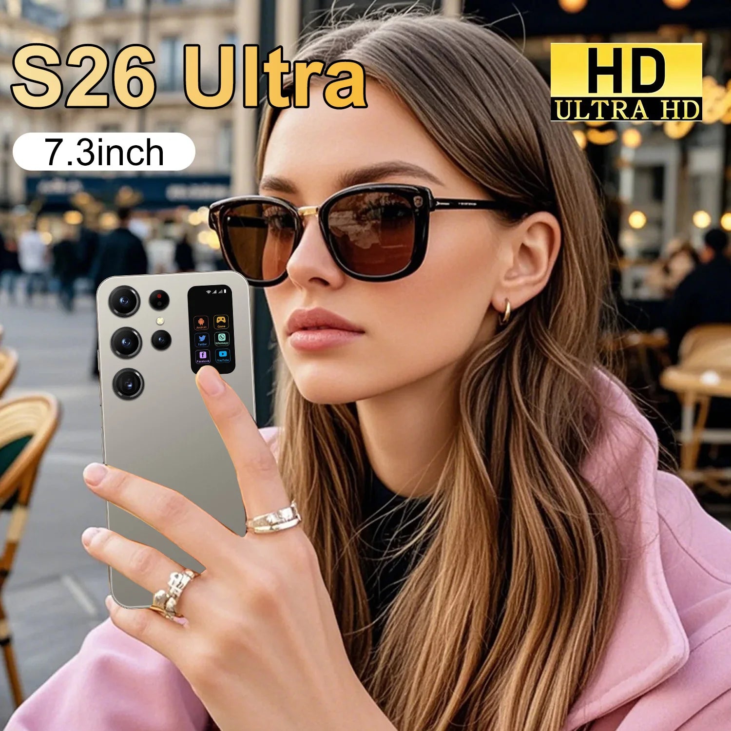 S26 Ultra 5G smartphone with 7.3 inch HD screen 16GB RAM 1TB storage and 8000mAh battery back view
