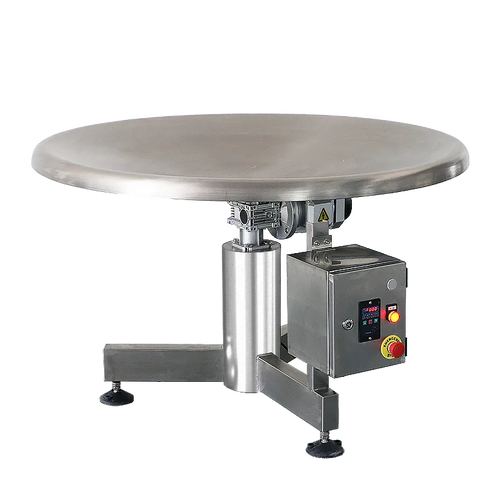 Stainless steel rotary accumulation turntable with control box and circular top