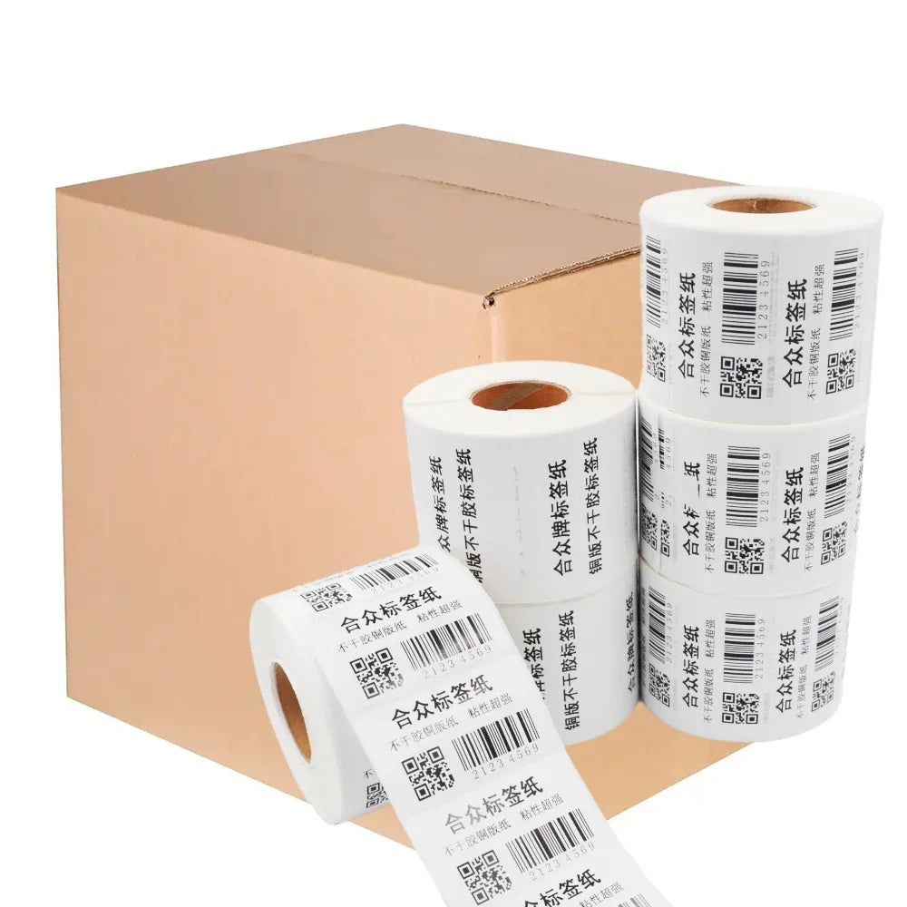 Monochrome waterproof adhesive sticker rolls with barcode label sheets
