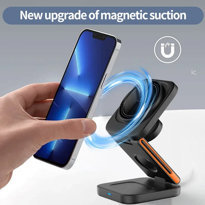 3-in-1 Foldable Wireless Charger Stand for Phone, Watch, and Earbuds Tidesmit