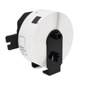Thermal address label tape roll with white paper on black dispenser, 29mm wide