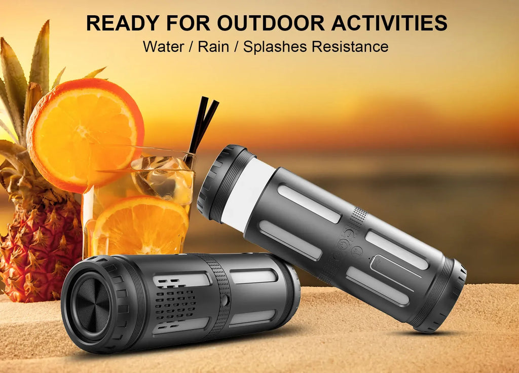 Portable Bluetooth Speaker with FM Radio, LED Lamp & 360 Sound - Black Black My Store