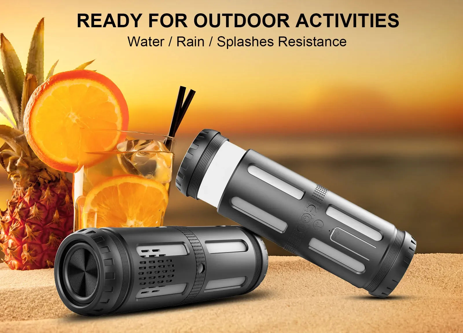 Portable Bluetooth Speaker with FM Radio, LED Lamp & 360 Sound - Black Black My Store