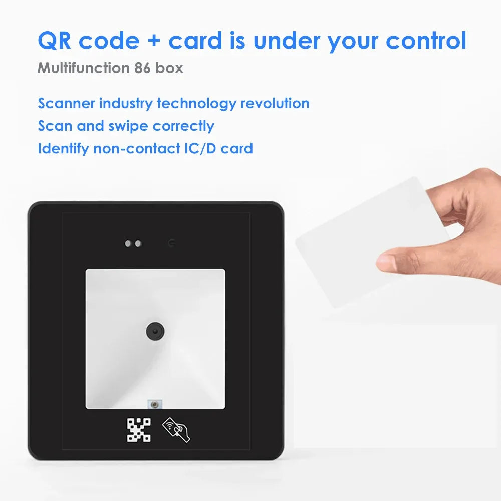 DC12V 125Khz/13.56Mhz RFID Barcode 2D QR Code Reader Access Control Reader Wigand USB RS232 RS485 Interface 86*86MM