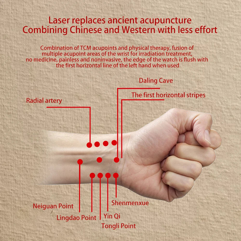 Laser Therapy Wrist Watch for Blood Sugar and Pressure Management Relaxation Treatment Tidesmit