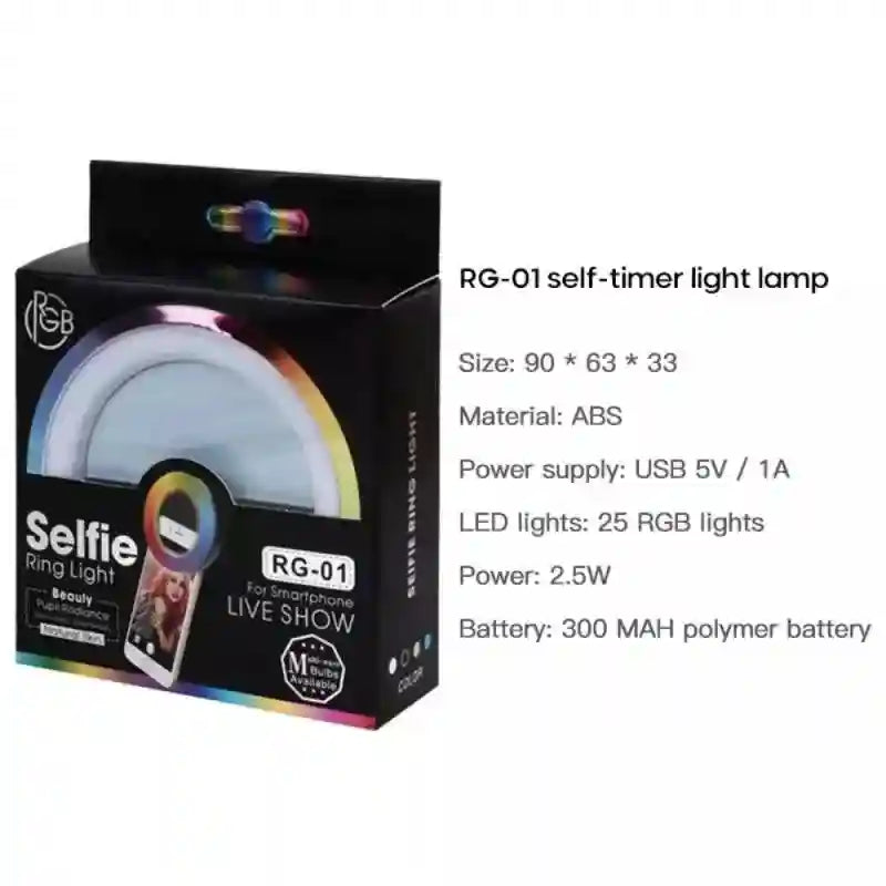 Clip-On LED Ring Light for Phone - RGB Dimmable Content Creation Lighting Tidesmit