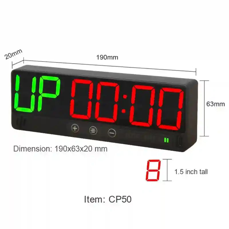 Gym Timer Clock - Rechargeable LED Countdown Timer for Home Fitness Tidesmit