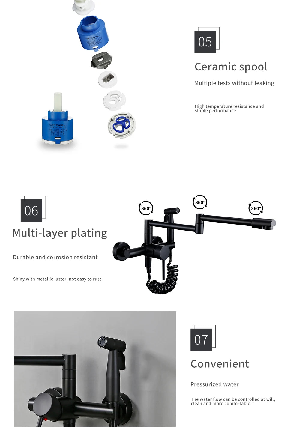 Wholesale Black Hot Sale Hot and Cold Pull Out Kitchen Mixer Tap Pot Filler Faucet Synchronize Airbrush Kitchen Faucet