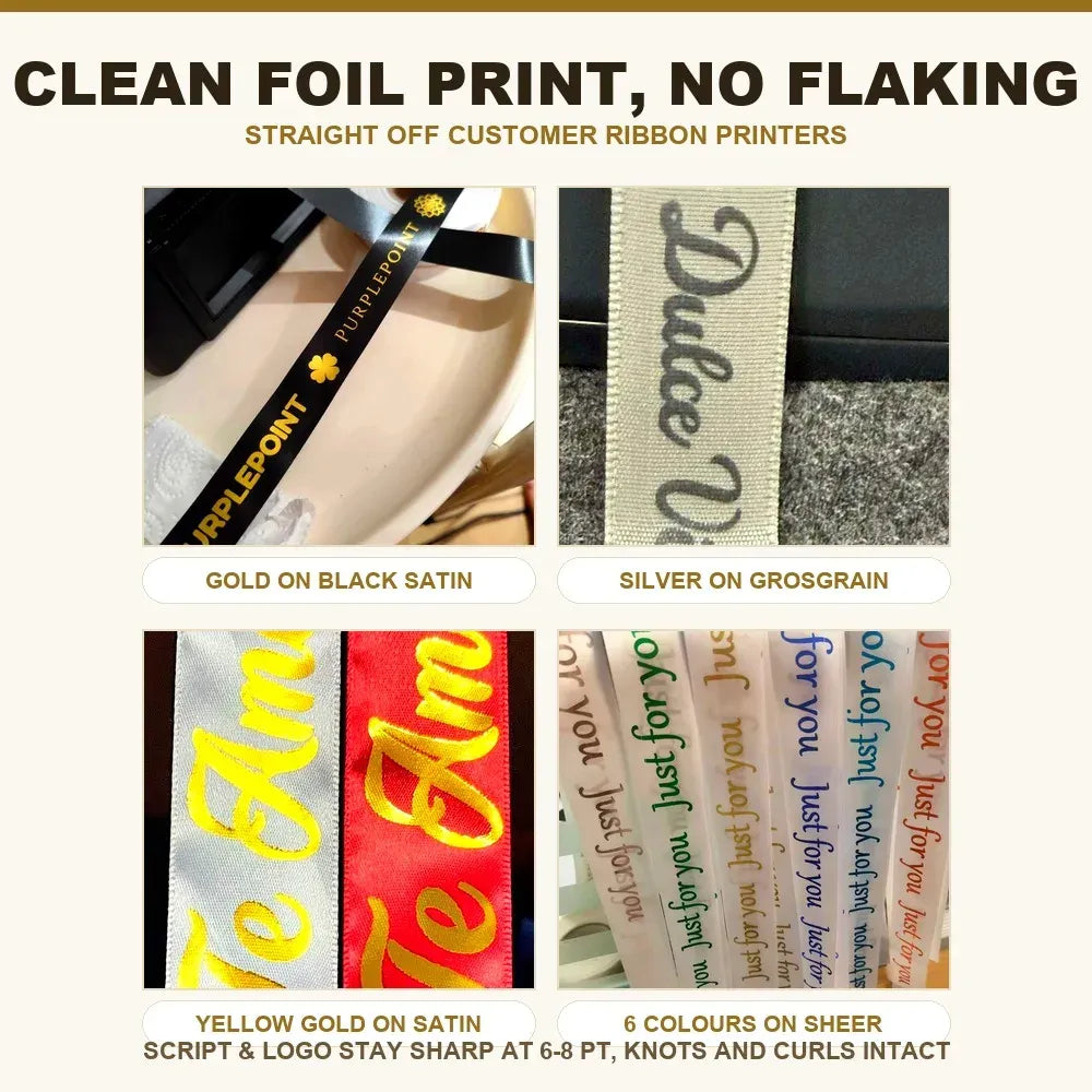 Bright Gold Metallic TTR 60x100M Printer Ribbon Thermal Transfer Barcode Ribbon for Printing Fabric Satin Grosgrain Gift Ribbons