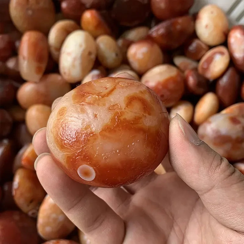 Wholesale Polished Natural Healing Crystals rare Gobi Agate Tibet Heaven Eye Stone Red Agate Palm Stone for Fengshui