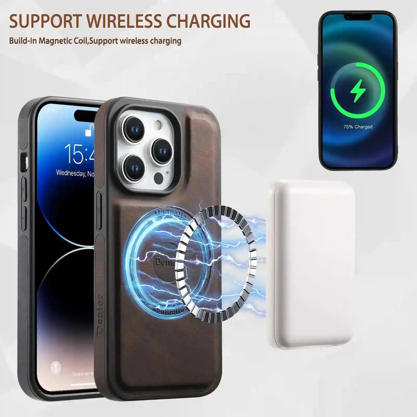 Magnetic Wallet Card Holder for iPhone 16-12 | Slim 5-Card Storage Tidesmit