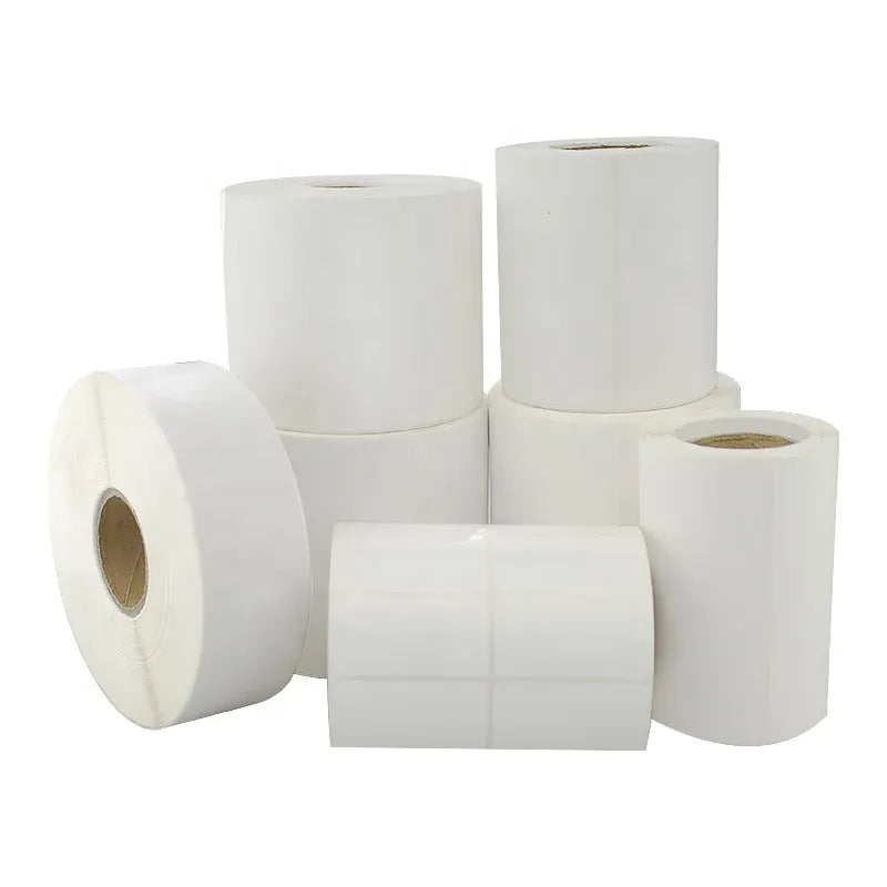 White glossy vinyl label roll, self-adhesive packaging sticker roll